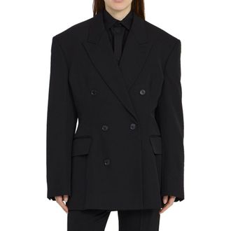 Balenciaga Womens Black Wool Coat Clothing