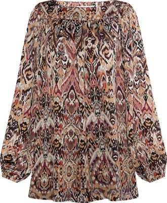 Usha Blouse Dames Bruin Veelkleurig