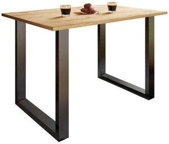ebuy24 Mesa De Madera Vcm Al. 76 X An. 140 X P. 50 Cm Marco De Pie S&oacute;lido Y De Alta Calidad Pies De Hierro Mesa De Cocina - Xona U (negro / Roble De Miel)