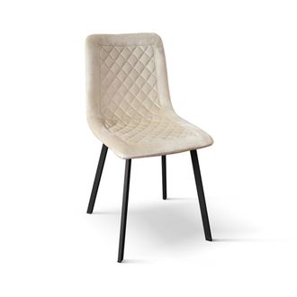 Konte Design Lote de 4 sillas de terciopelo beige con patas de metal antracita