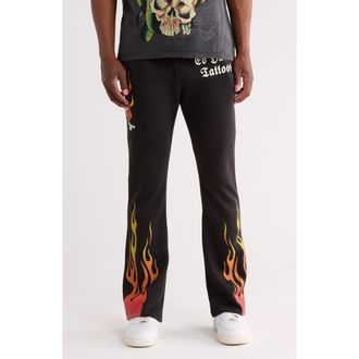 Ed Hardy Skull Flames Bootcut Sweatpants in Black at Nordstrom Rack, Size Xx-Large