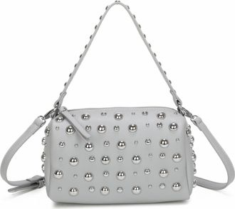 Generic Studded Shoulder Bag for Women, Small Synthetic Crossbody Handbag with Top Zip Closure, Adjustable Strap & Silver Tone Hardware, Casual & Party Bag (G