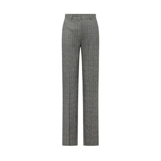 Max Mara Tailored Straight Broeken - Dames - Broeken - Grijs - Maat: L Katoen