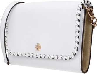 Tory Burch Womens Whipstitched Leather Clutch White