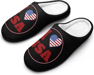 Generic I Love USA Mens House Slippers Memory Foam Washable Cotton Slip on Home Shoes