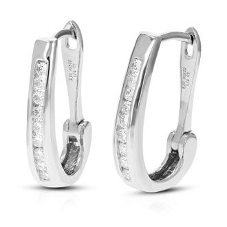 Vir Jewels 1/4 cttw Lab Grown Diamond Hoops Earrings in Sterling Silver With Hidden Post For Women