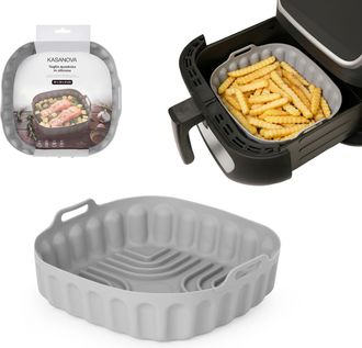 KASANOVA Teglia 22x22 cm silicone per friggitrice ad aria grigia
