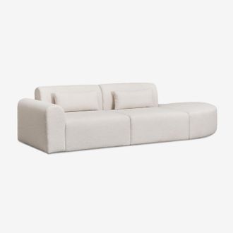 Sklum Sof&aacute; Modular Esquinero Izquierdo De 2 Piezas Con Puff Triangular En Borreguito Borjan Sklum