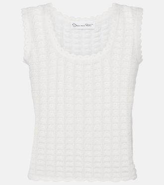 Oscar De La Renta Pointelle cotton and silk tank top