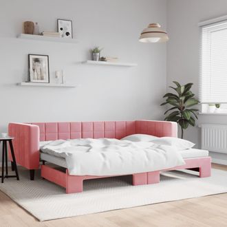 vidaXL Sof&aacute; Cama Nido Terciopelo Rosa 90x200 Cm Vidaxl