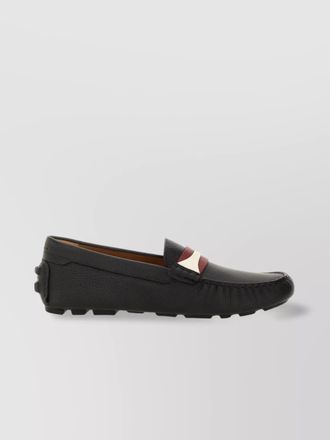 Bally textured leather driver loafers with contrast stripe