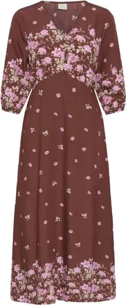 Kaffe Kleedjes, Dames, Bruin, XL, Midi Jurk
