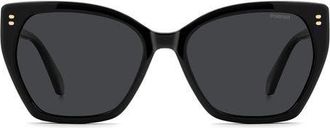 Polaroid 56mm Polarized Butterfly Sunglasses in Black/Grey at Nordstrom