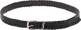 Saint Laurent Braided Buckle Leather Belt