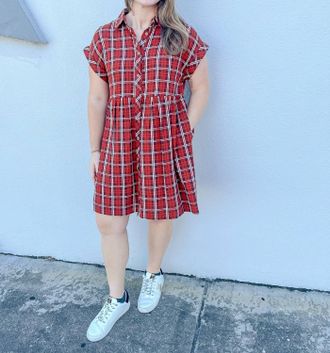 Entro Classic Charm Plaid Mini Dress In Red