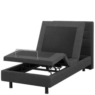 Beliani Cama Ajustable El&eacute;ctrica Con Mando A Distancia De Tela Gris Oscuro 90 X 200 Cm Duke
