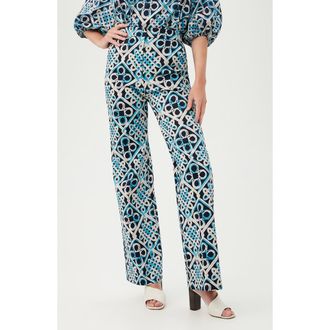 Trina Turk Kinza Wide Leg Pants in Blue Multi at Nordstrom Rack, Size 16