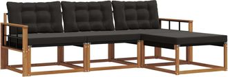 vidaXL Conjunto De Sof&aacute;s De Exterior 4 Uds. Natural Y Negro Vidaxl