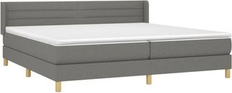 vidaXL Vidaxl - Cama Box Spring Con Colch&oacute;n Tela Gris Oscuro 200x200 Cm
