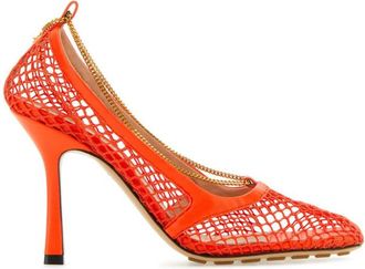 Bottega Veneta Orange Mesh Stretch Pumps