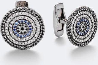 Sydney Evan 14kt white gold cufflinks with diamonds and sapphires