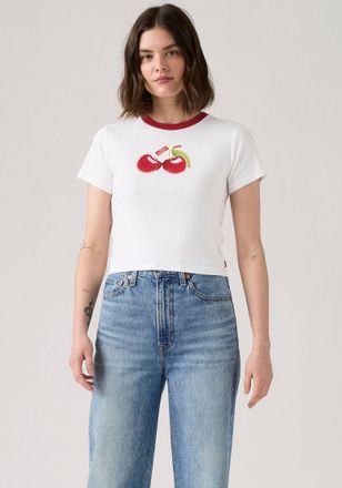 Levi's T-Shirt LEVIS GR ESSENTIAL SPOR, Damen, Gr. M (38), photo fruit cherry b, Single Jersey, Obermaterial: 100% Baumwolle, bedruckt, figurbetont taillenbe