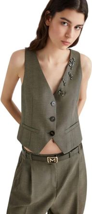 Marella Cantico Gilet - Dames - Gillet - Groen - L - Leer - Kostuums