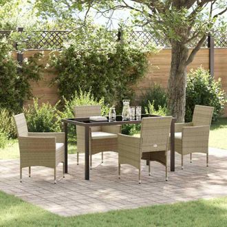 vidaXL Vidaxl - Conjunto De Comedor De Jard&iacute;n Con Coj&iacute;n 5 Pcs Beige Polirat&aacute;n