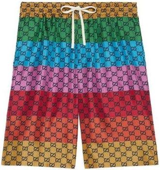 Gucci GG Wide-leg Mid-length Striped Swim Shorts Multicolor 654859-ZAG1L-4206