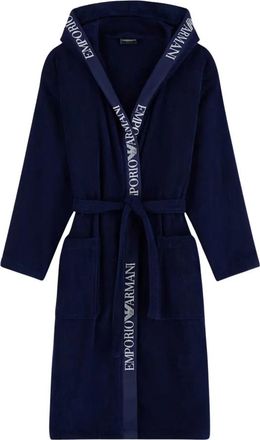 Emporio Armani Badjas van badstof - Heren - Badjassen - Blauw - S - Katoen - Nachtkleding