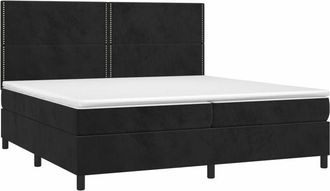 vidaXL Vidaxl - Cama Box Spring Colch&oacute;n Y Led Terciopelo Negro 200x200 Cm