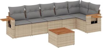 vidaXL Vidaxl - Set Sof&aacute;s De Jard&iacute;n 7 Piezas Y Cojines Rat&aacute;n Sint&eacute;tico Beige