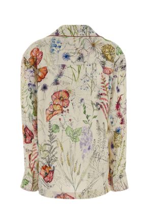 Alexander McQueen Womens Printed Crepe Shirt Ivory Exterior: Viscose Camicie