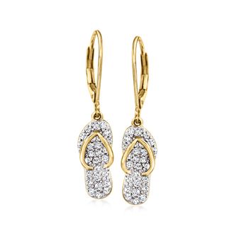 Ross-Simons Diamond Flip Flop Drop Earrings in 18kt Gold Over Sterling