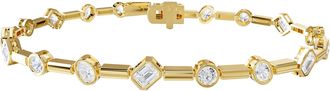 Diamond2Deal 14k Yellow Gold 2.8 Carat Multi Shape Lab Grown Diamond Bangle Bracelet 7