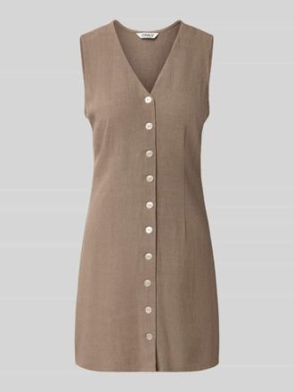 Only Tailliertes Freizeitkleid aus Viskose-Leinen-Mix Modell SIESTA in Schoko Melange, Gr&ouml;&szlig;e XL