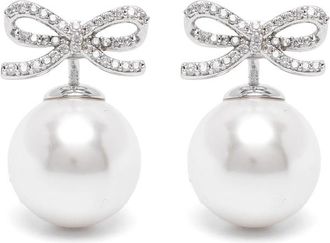 Self Portrait Bow-detail Pearl-drop Earrings