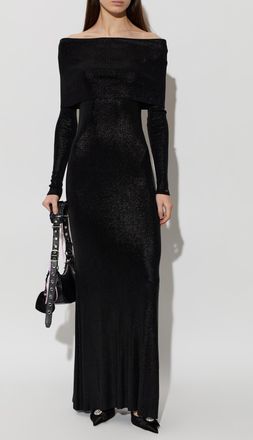 Balenciaga Dress With A Shimmering Finish, Womens, Black