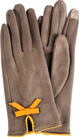 MARCUS ADLER Faux Suede Bow Gloves in Taupe at Nordstrom Rack