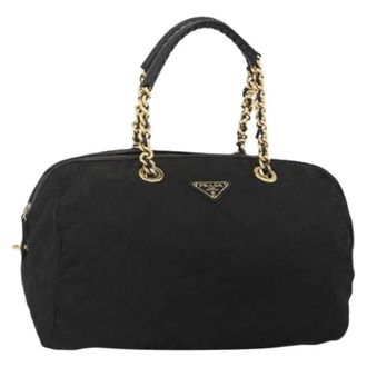 Prada Pre-owned Vintage Nylon Boston Tas - Dames - Vintage Schoudertas - Zwart - ONE Size - Nylon - Vintage