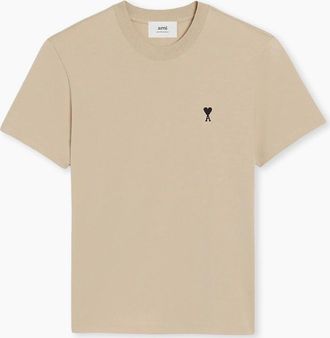 Ami Mens Mens Cafe Creme Ami Paris Ami De Coeur Cotton T-Shirt - Tan - Size: 44