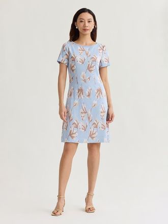 Misook A-Line Floral Soft Knit Dress in Tranquil Blue at Nordstrom, Size Xx-Large