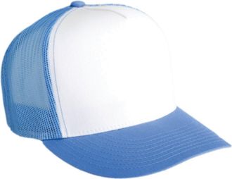 Flexfit Unisex Classic Trucker Cap, Women and Men Cap, One Size, White/Carolina Blue, One Size