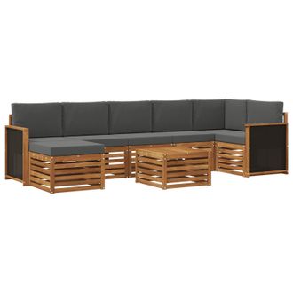 vidaXL Conjunto De Sof&aacute;s De Exterior 7 Pcs Natural Y Antracita Vidaxl