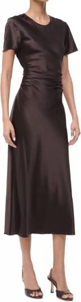 Staud Marcel Silk Midi Dress In Earth