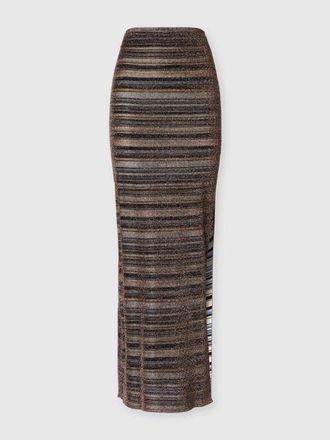 Missoni Striped Viscose Lam&eacute; Long Skirt With Slit in Green& Brown at Nordstrom, Size 40 It