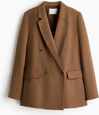 H&M Double-breasted Blazer in Brown at Nordstrom, Size Xx-Large