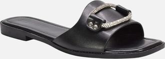 XY London Womens XY London Womens/Ladies Annie Sparkle Diamante Flat Sliders - Black - Size: 4