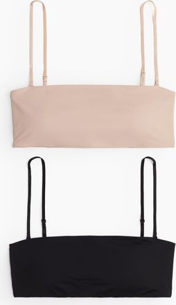 H&M 2er-Pack Wattierte Bandeau-BHs aus Mikrofaser - Schwarz