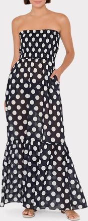 Milly Olen Glam Polka Dot Strapless Cover-Up Maxi Dress in Black/white at Nordstrom, Size Small